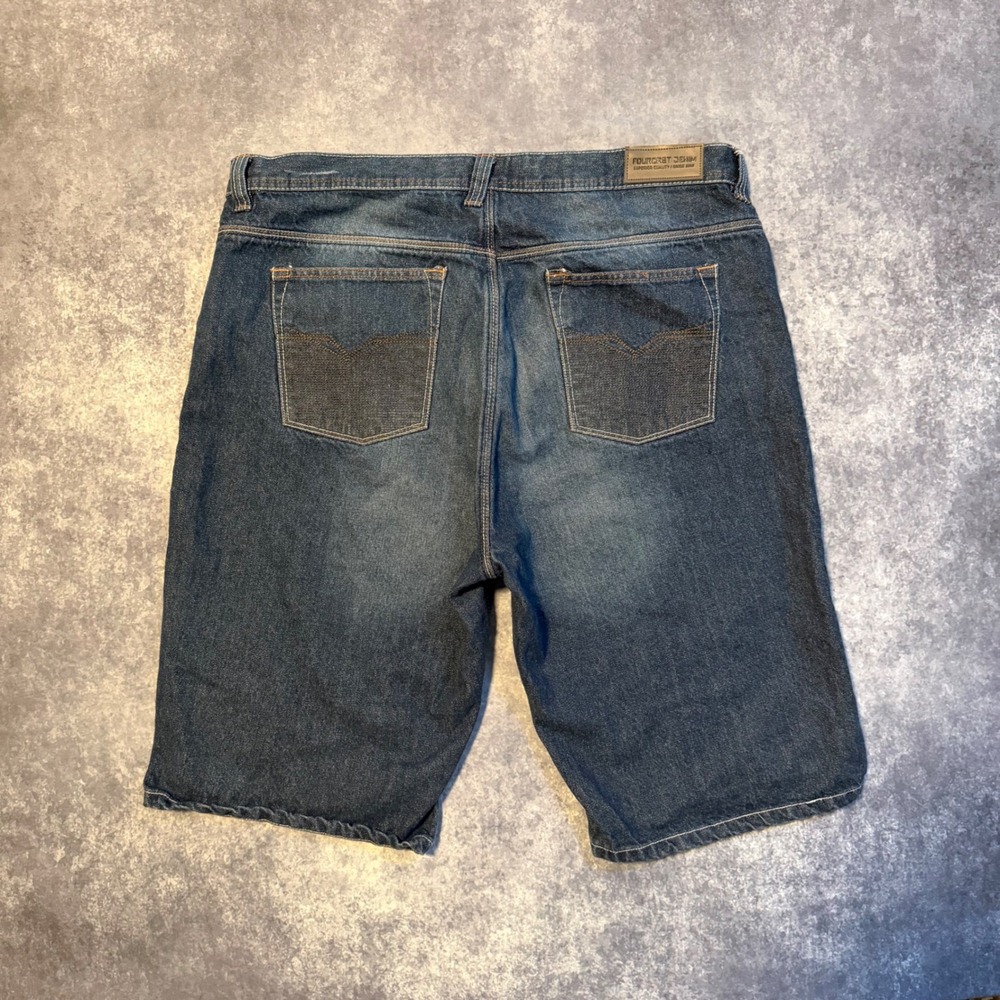 Fourcast Denim Mens Blue Jean Shorts Size 40 Dark Wash Relaxed Fit Cotton